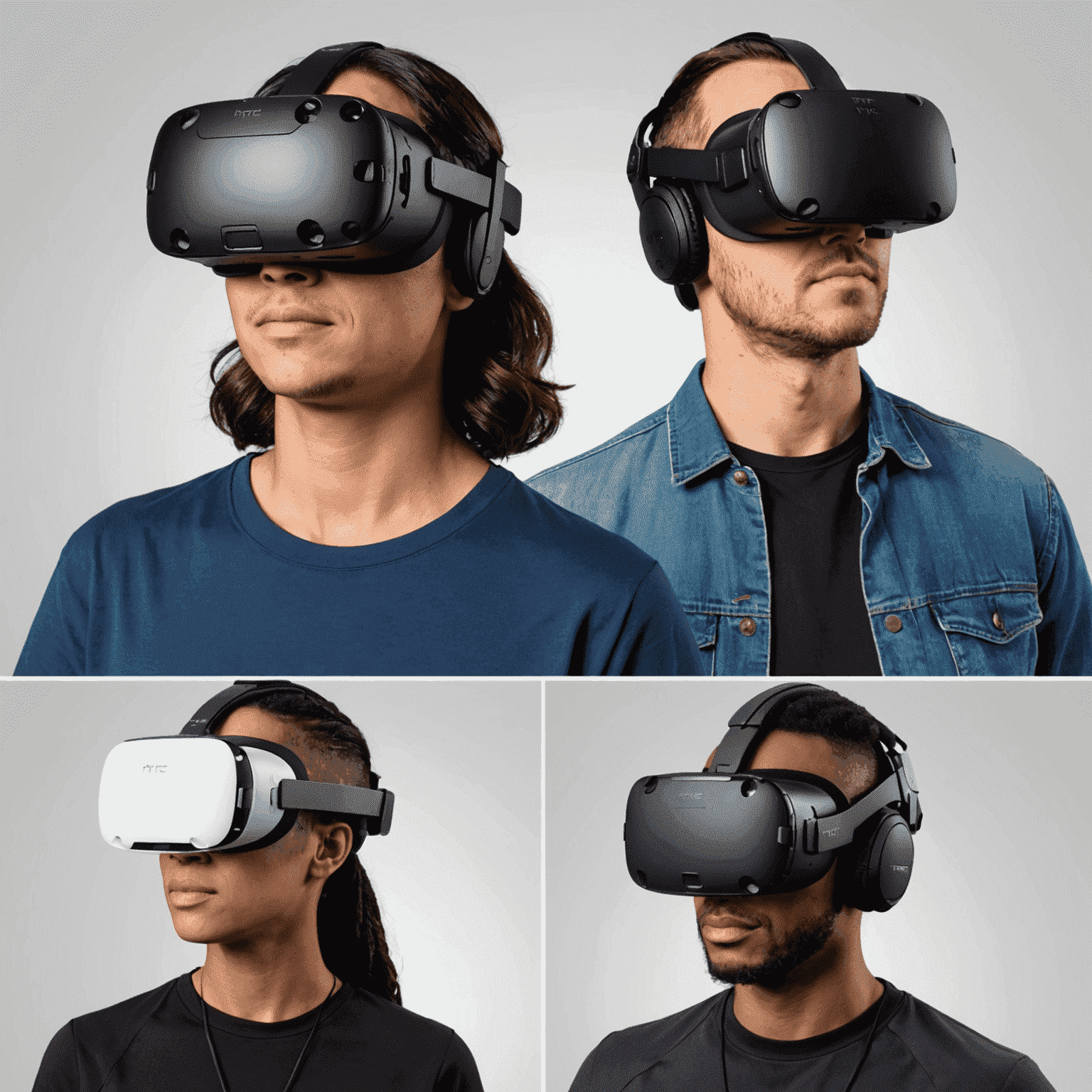 Side-by-side comparison of Oculus, HTC Vive, and PlayStation VR headsets, with key features highlighted.